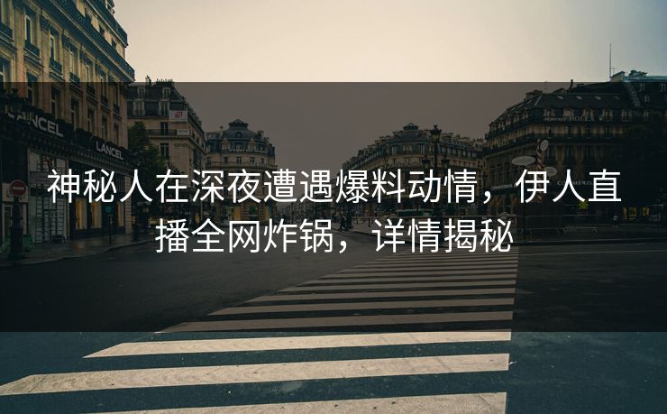 神秘人在深夜遭遇爆料动情，伊人直播全网炸锅，详情揭秘