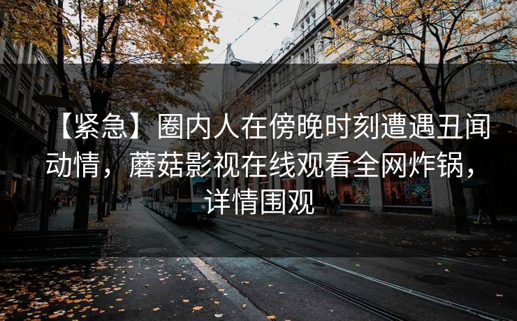 【紧急】圈内人在傍晚时刻遭遇丑闻动情，蘑菇影视在线观看全网炸锅，详情围观