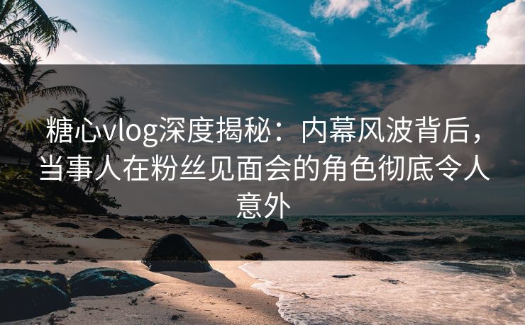 糖心vlog深度揭秘:内幕风波背后,当事人在粉丝见面会的角色彻底令人意外 糖心vlog深度揭秘:内幕风波背后,当事人在粉丝见面会的角色彻底令人意外